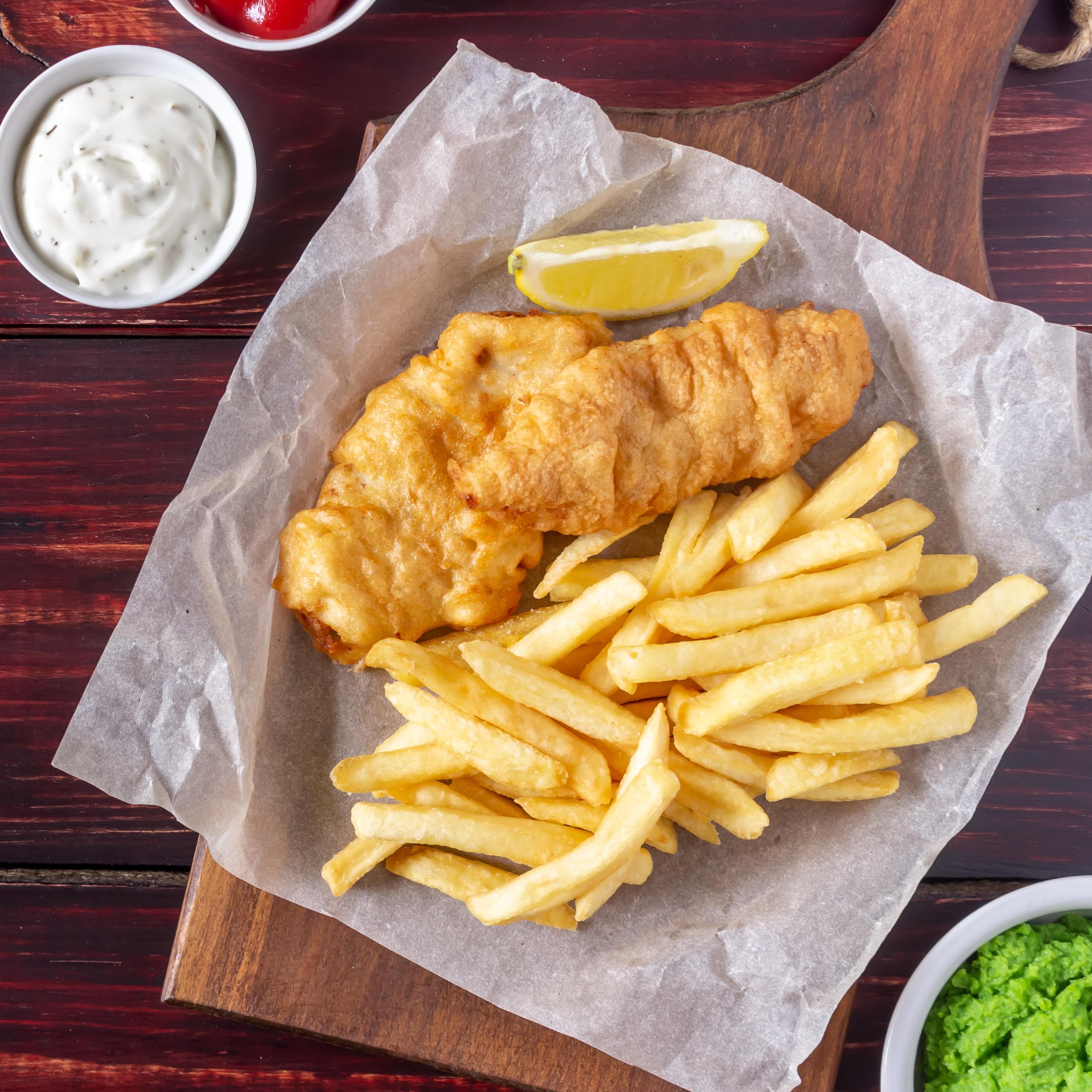 Golden crispy haddock fish and chips, a staff favourite at Chatham Burgers